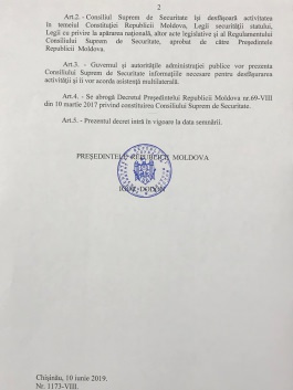 Президент подписал Указ об определении состава Высшего Совета Безопасности Республики Молдова