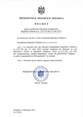 Президент Майя Санду отозвала у Влада Плахотнюка орден „Ordinul Republicii”