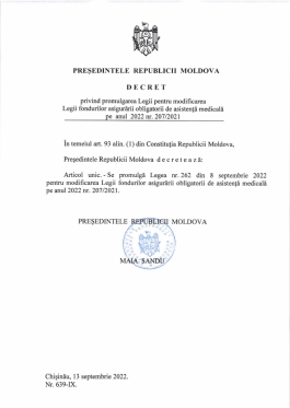 Președinta Maia Sandu a promulgat legile care prevăd noi măsuri de sprijin pentru cetățeni, al căror scop este compensarea creșterii prețurilor