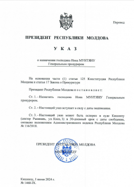 Șefa statului a semnat Decretul de numire în funcție a noului Procuror General al Republicii Moldova